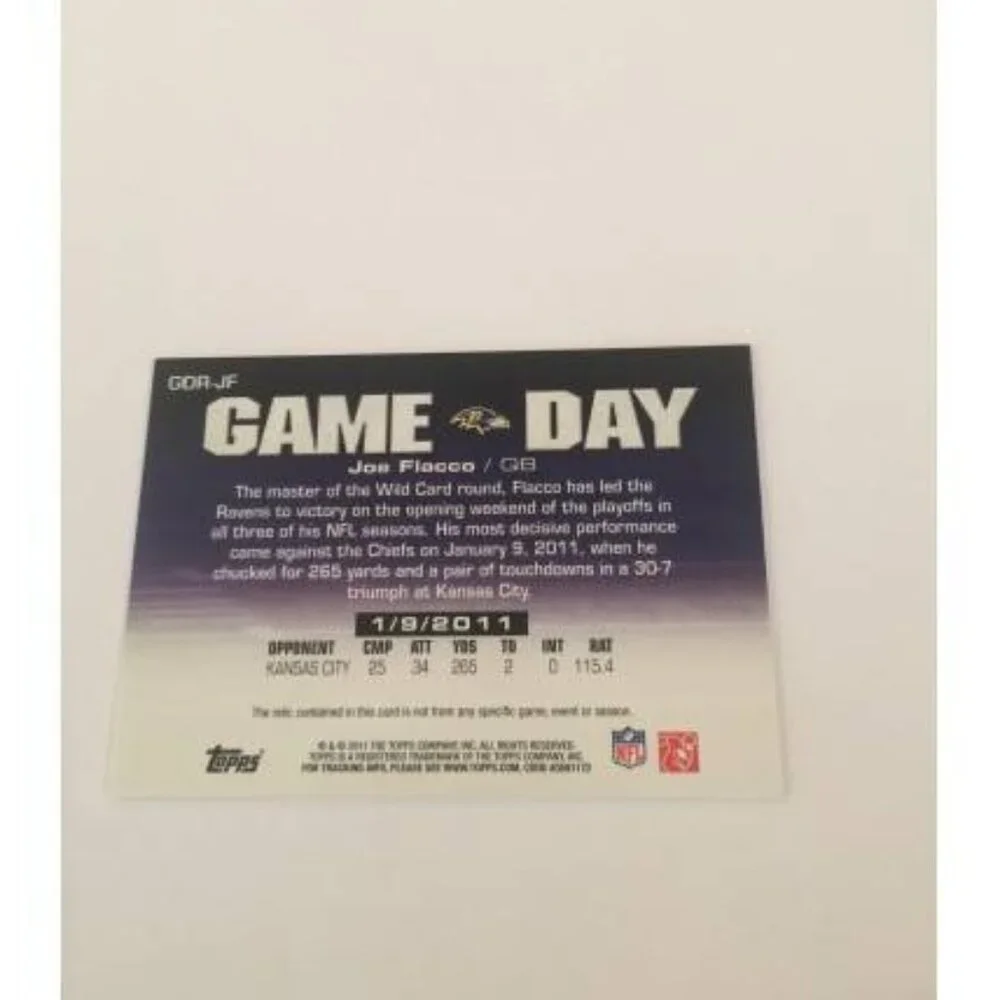 2011 Topps Game Day Relics Memorabilia Joe Flacco Baltimore Ravens #GDR-JF (042)